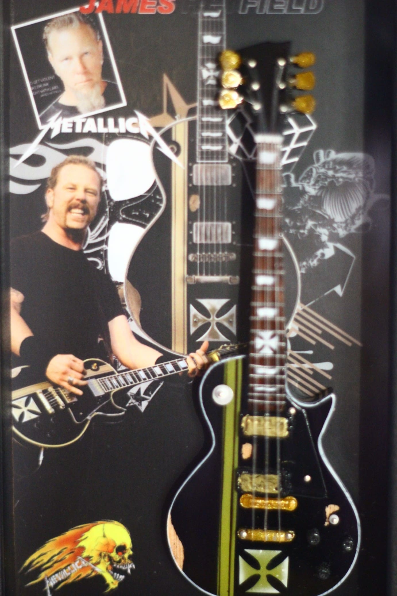 RGM8850 James Hetfield Metallica Cross Miniature Guitar Collection in Shadowbox Frame 