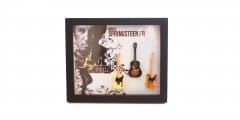 Bruce Springsteen années 50 Mutt   Modèle Mini Rock souvenirs Réplique Guitare Miniature en bois et gratuit support de présentation vendeur britannique Miniature Guitare Réplique 