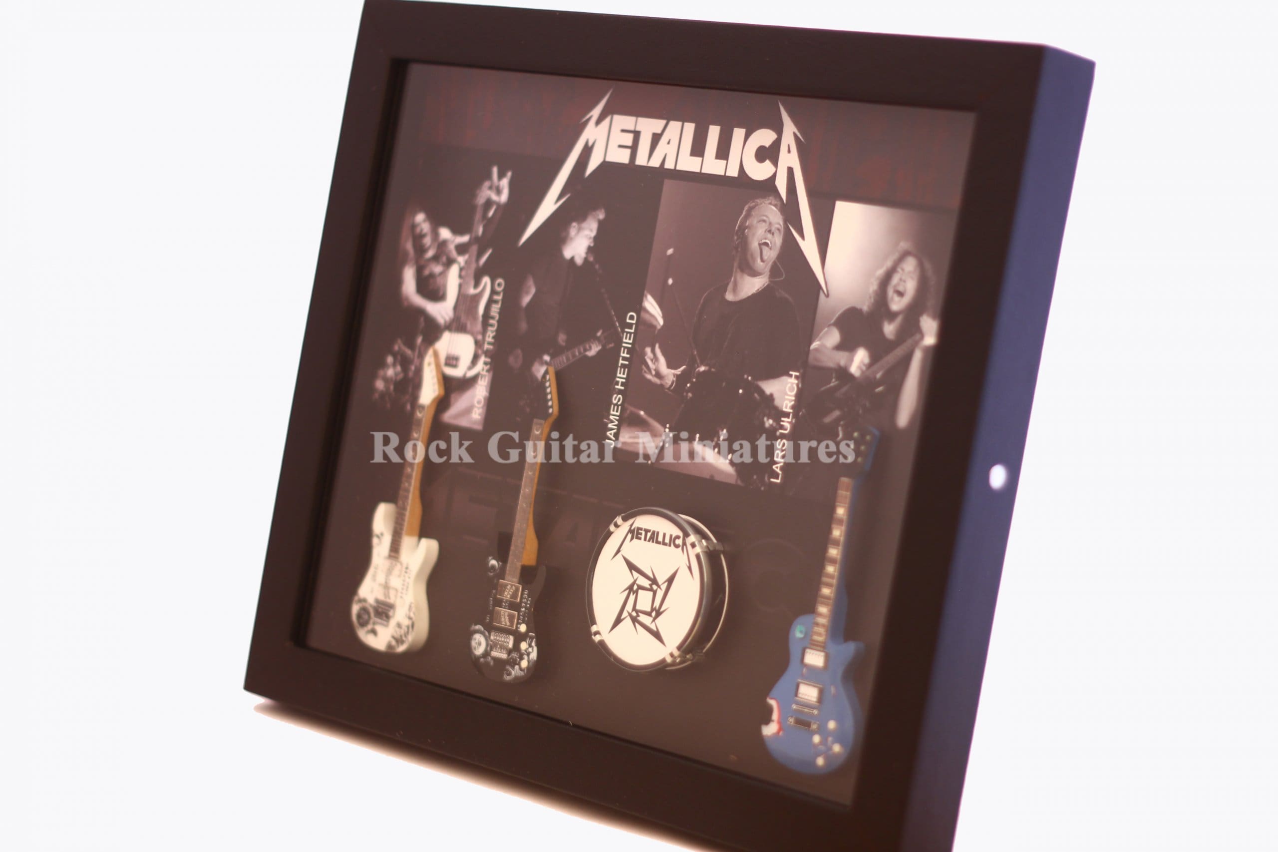 rgm808 Flea Red Hot Chili Peppers miniatura Guitar Collection in Shadowbox Frame
